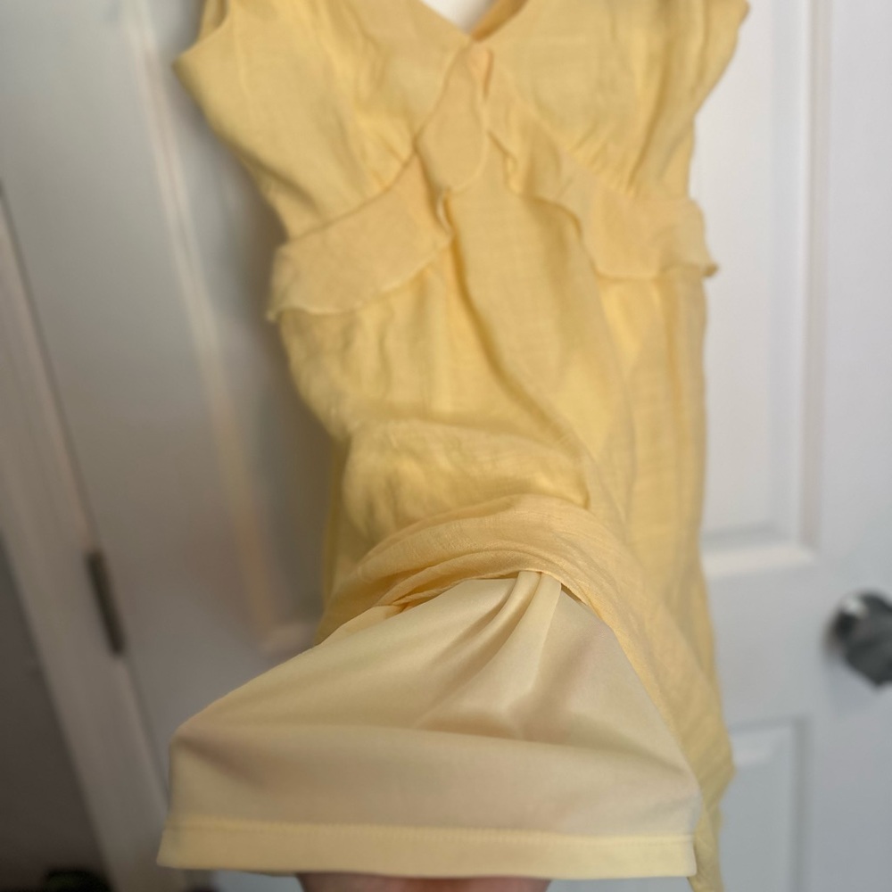Mi Ami Yellow Ruffled Mini Sundress, yellow, size XS - Picture 3 of 5